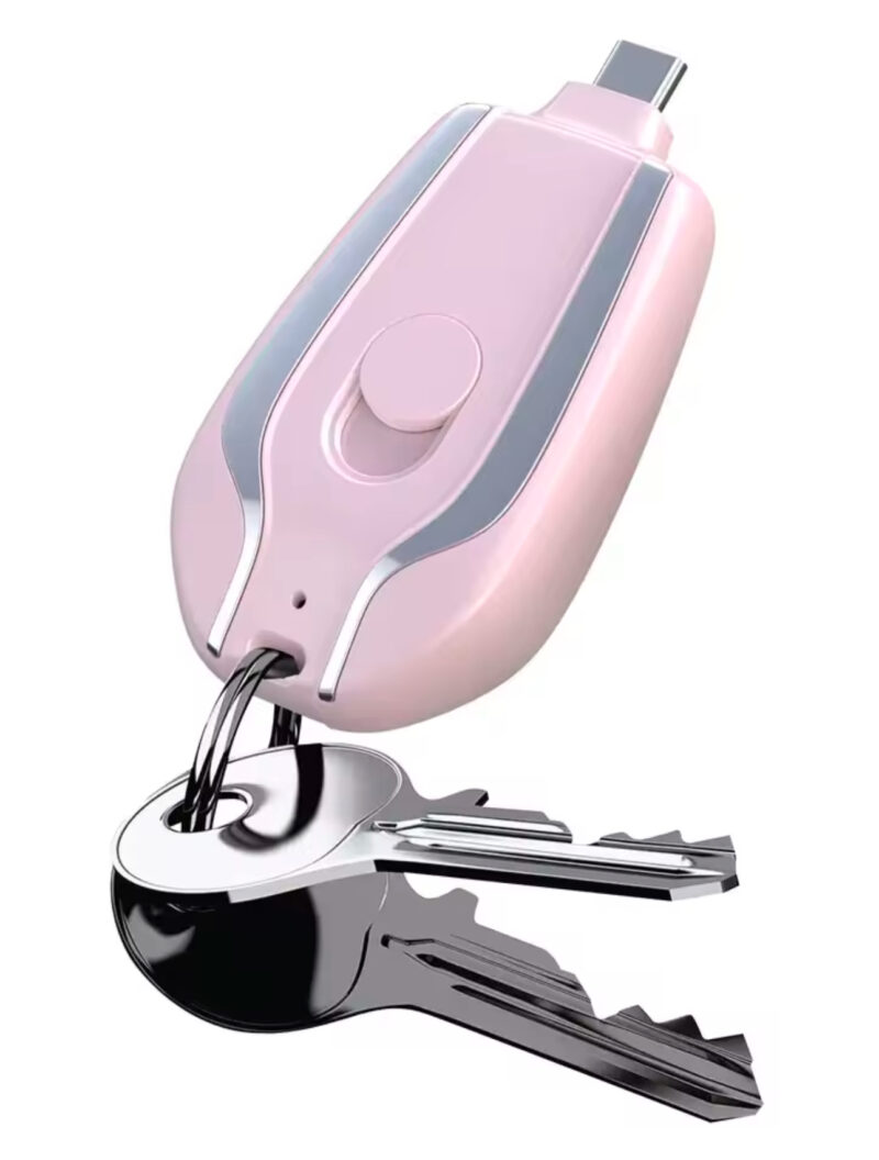 Mini cargador de emergencia de llavero. Lightning, USB-C y android