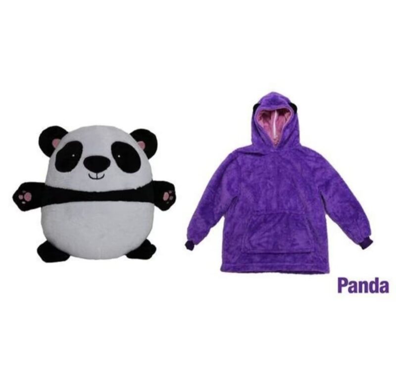 Hoodie y Peluche 2 en 1 para Niños - 6 Diseños Suaves y Adorables (Panda, Gatito, Perrito, Unicornio, Mariquita, Dinosaurio)