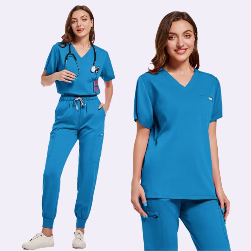 Equipo Médico. Uniforme liso Jogger. Casaca + Pantalon con bolsillo. 4 bolsillos