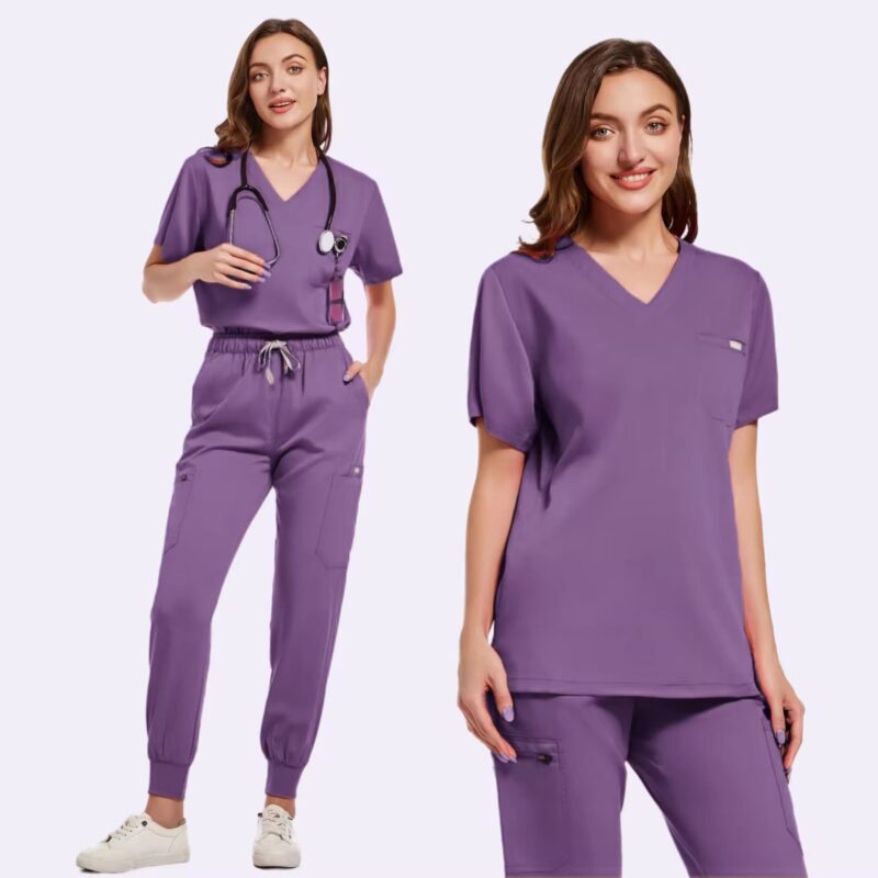 Equipo Médico. Uniforme liso Jogger. Casaca + Pantalon con bolsillo. 4 bolsillos