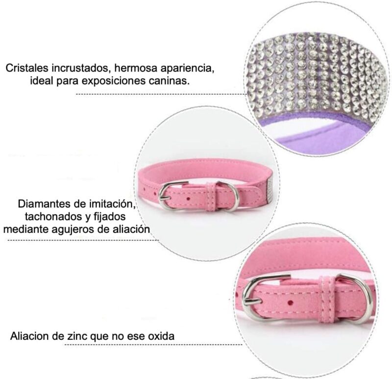COMBO Collar + Correa Elegante Para Mascotas Con Diamantes Brillantes - Imagen 12